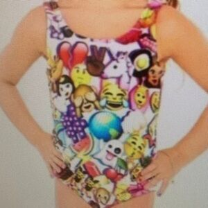 Emoji Print Kids Swimsuit